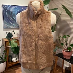 Retro style Brown Fur Vest by Nina Leonard Size M